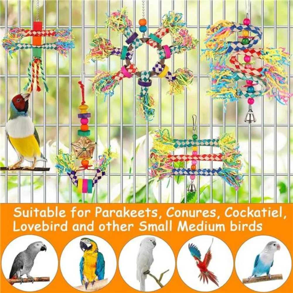 5PCS Bird Toys Bird Shredding Foraging Toys Hanging Parakeet Toys,Bird Chew Toys
